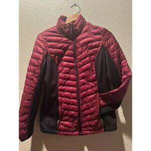 NWOT 32 Degrees Heat Women's Black/ Burgundy s Mixed Media Jacket Size S